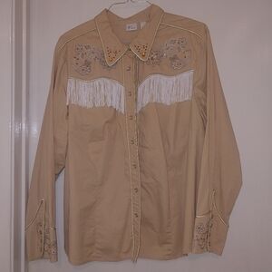 Venezia Beige Western Shirt with Embroidery